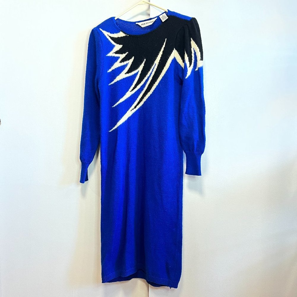 Vintage 80s Bodycon Sweater Dress Postmodern Design